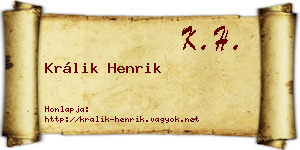 Králik Henrik névjegykártya